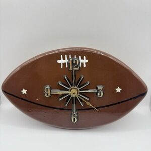Vintage NFL Wood Football Shaped Wall Clock Quartz Battery Operated Sports Decor